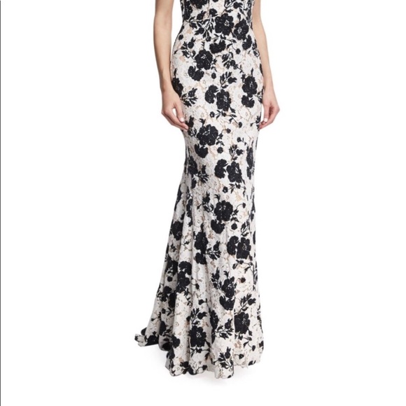 Jovani Floral Black & White Formal Gown NEW sz 2 - Picture 6 of 7